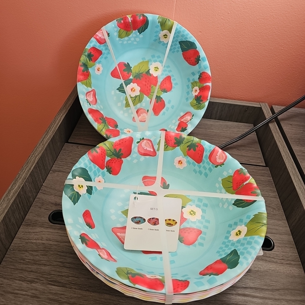 NWT Set Of 12 Hobby Lobby Summer Fruit Dinner Bowls Orange Watermelon Strawberry